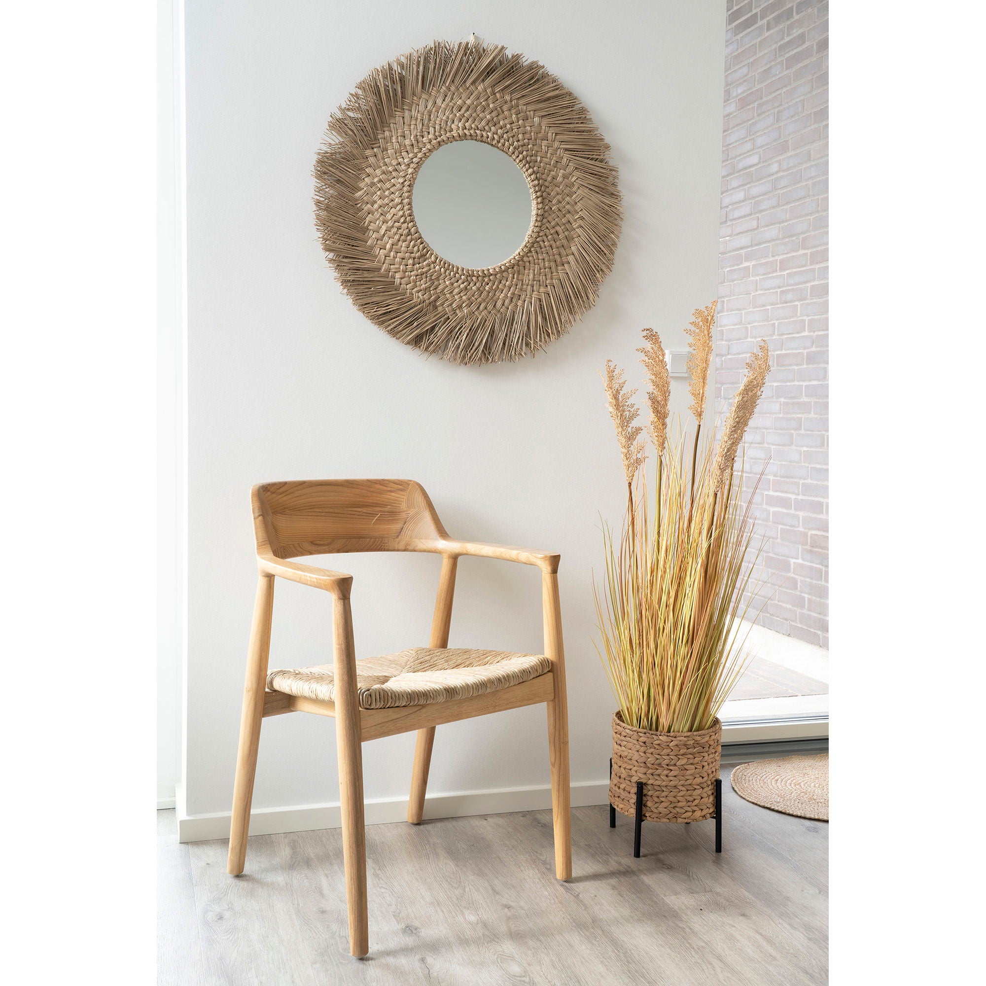 Getafe Stuhl 2er Set – Sungkai Holz & Bananenblatt, natur
